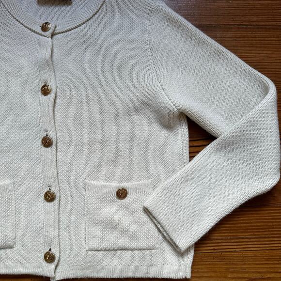 Zara cream knit gold button cardigan sweater SIZE L - Picture 4 of 5